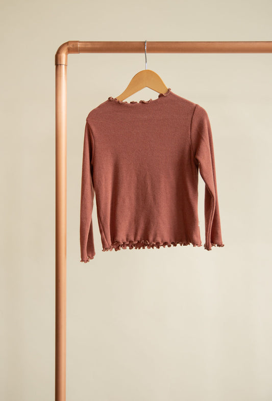 Jax and Lennon Ribbed Funnel Neck Long Sleeve || Lunar Blush