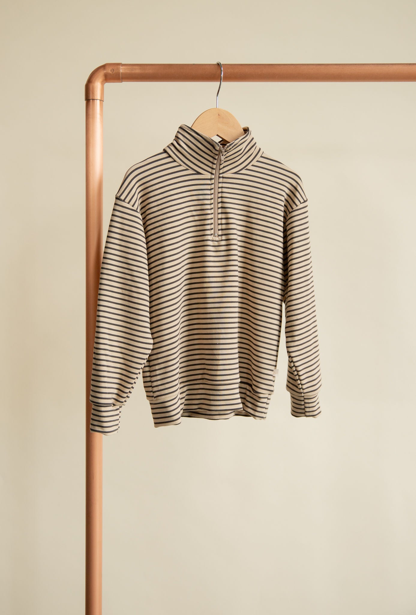 Jax and Lennon Terry 1/4 Zip || Sandstripe