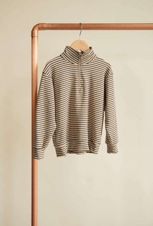 Jax and Lennon Terry 1/4 Zip || Sandstripe