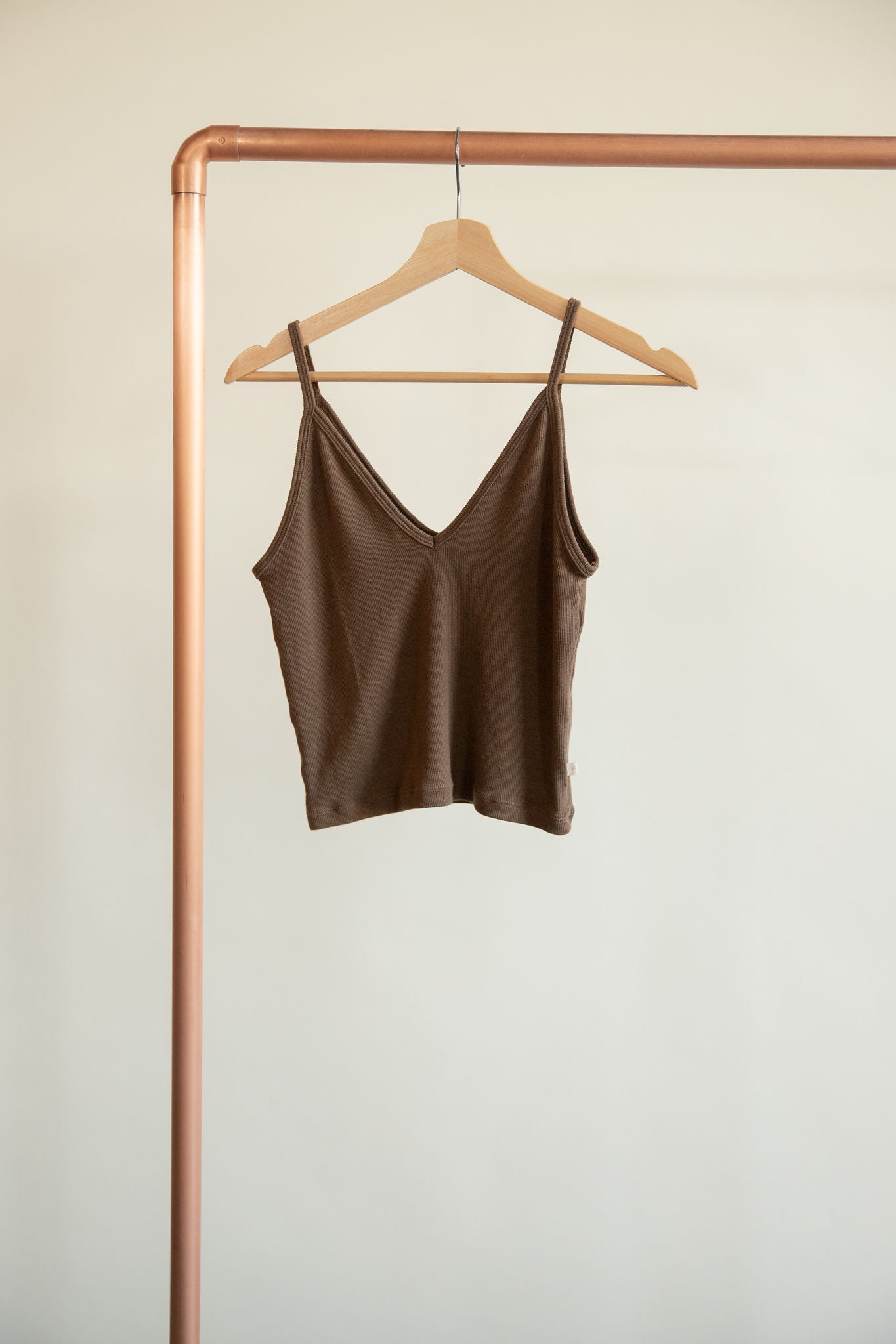 Jax and Lennon Ladies Ribbed V-Neck Tank || Smoky Quartz