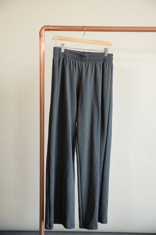 Jax and Lennon Ladies Terry Wide Leg Sweatpants || Meteorite