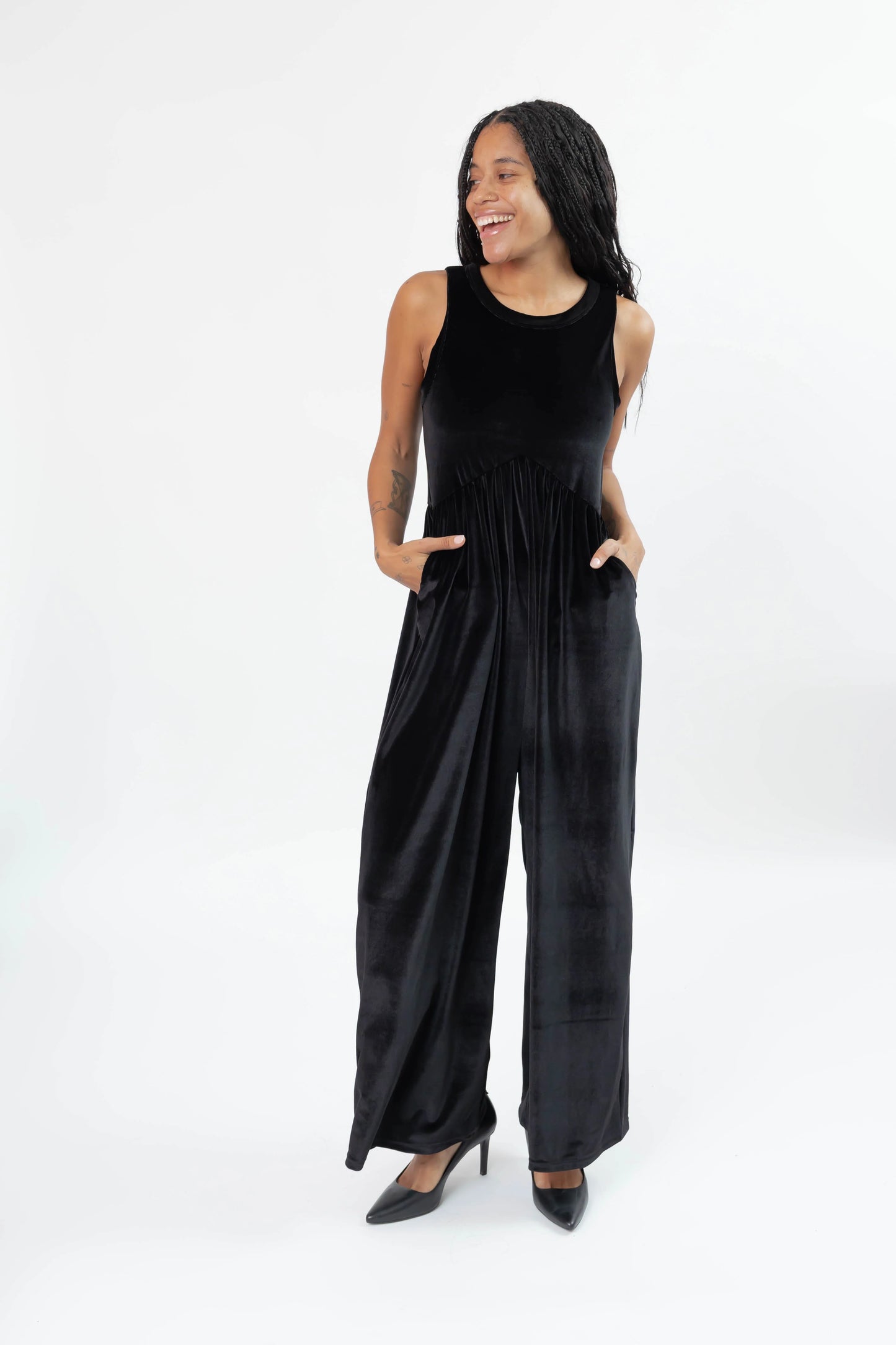 Smash + Tess Gina Velvet Romper || Black