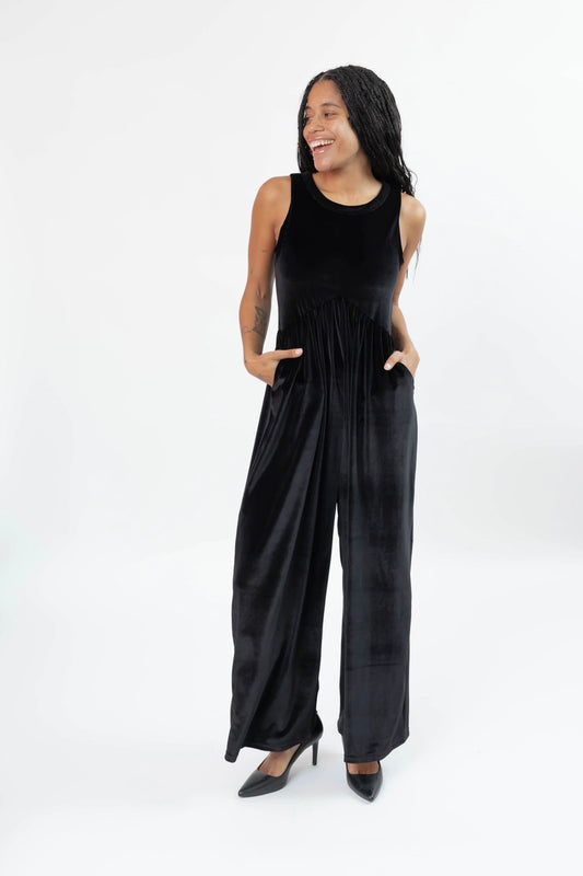 Smash + Tess Gina Velvet Romper || Black