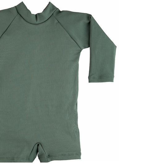 Current Tyed Sunsuit || Solid Dark Green Ribbed