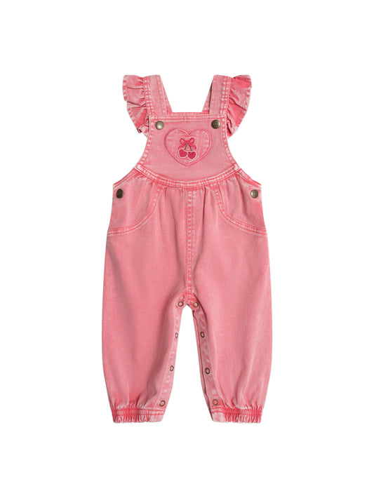 Hux Baby Cherry Heart Vintage Overalls