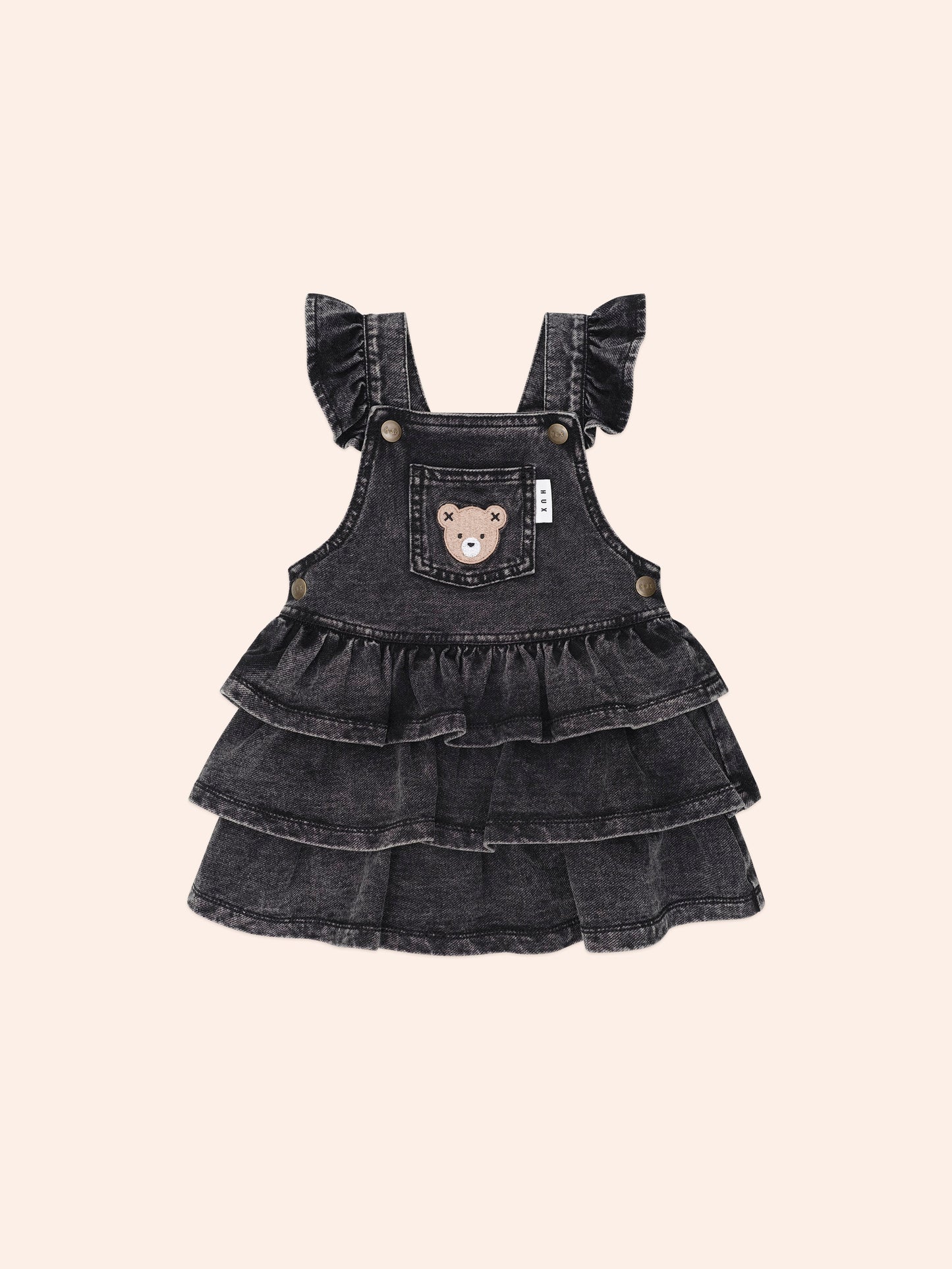 HUX Knit Denim Frill Pinafore