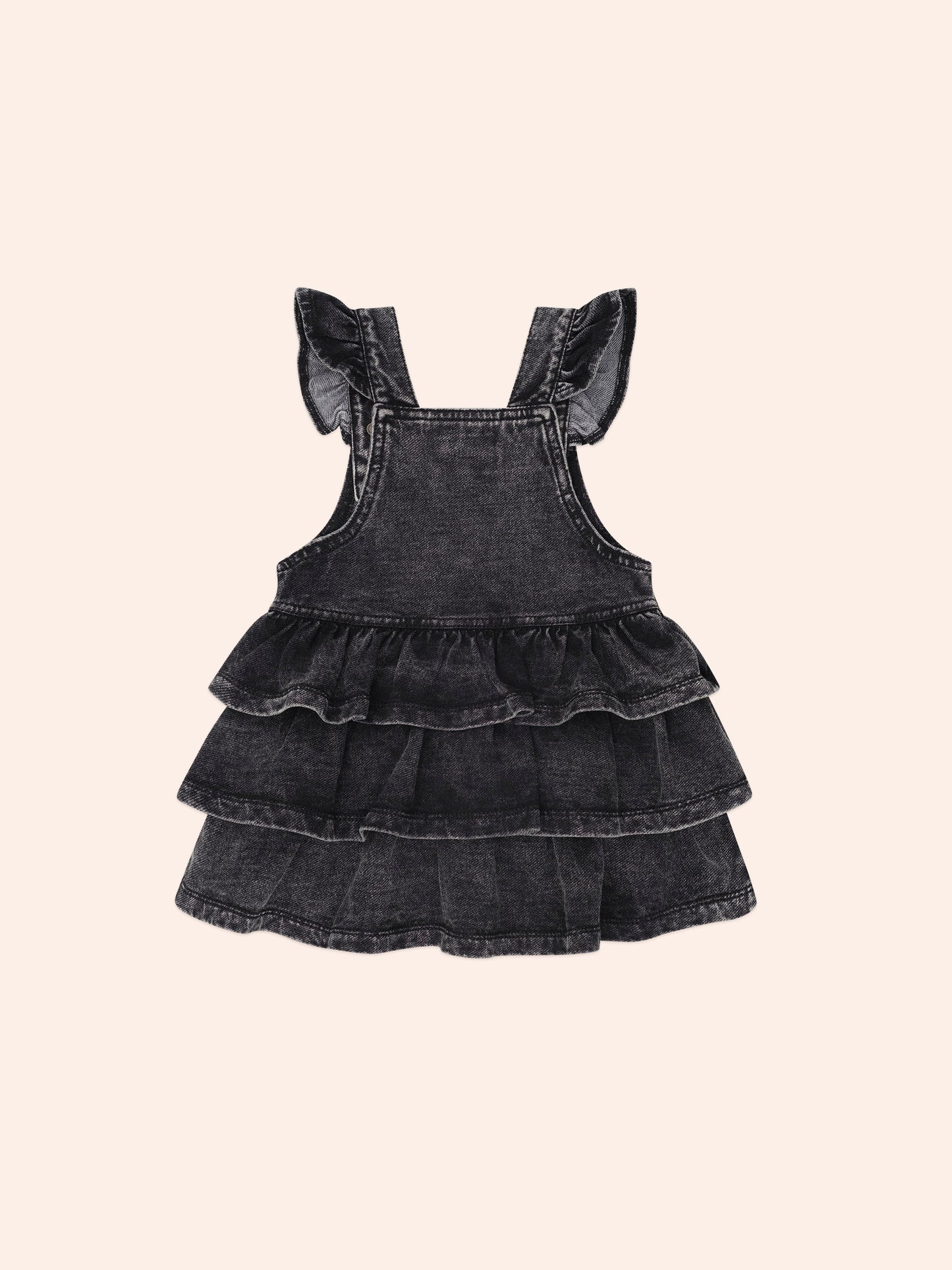 HUX Knit Denim Frill Pinafore