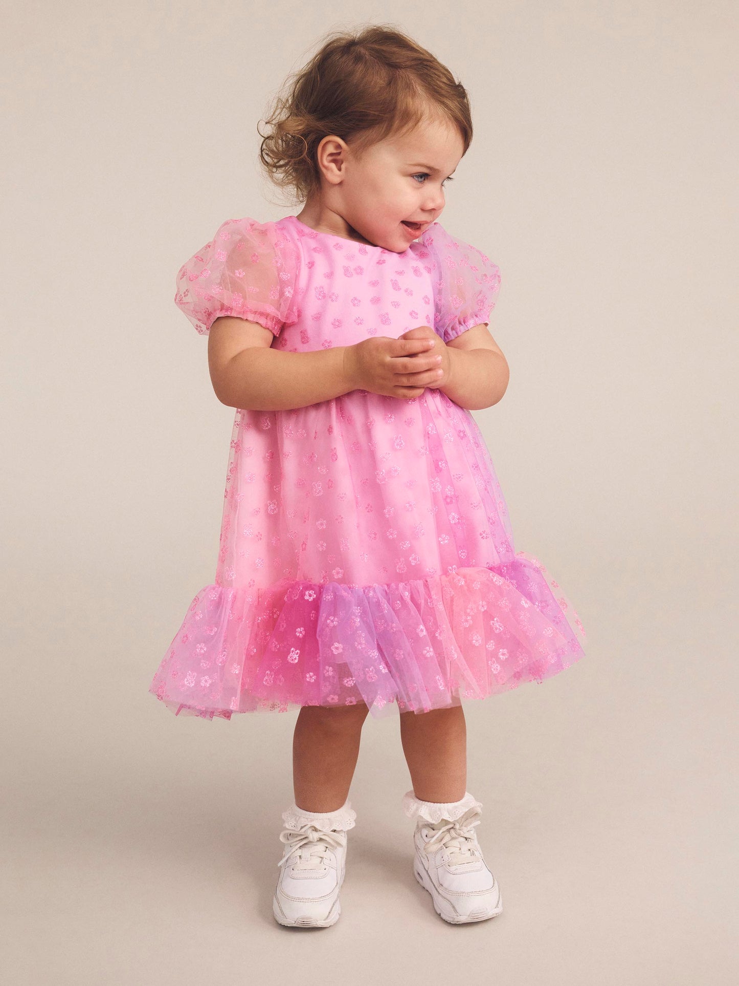 Hux Baby Bunny Gem Puff Sleeve Party Dress