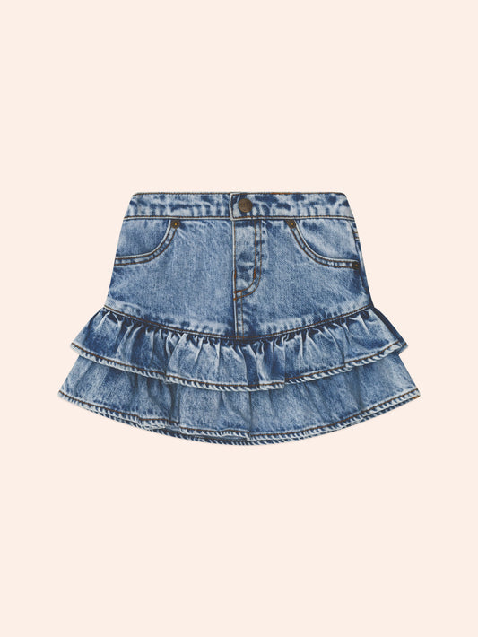 HUX Dreamy Denim Tiered Skirt