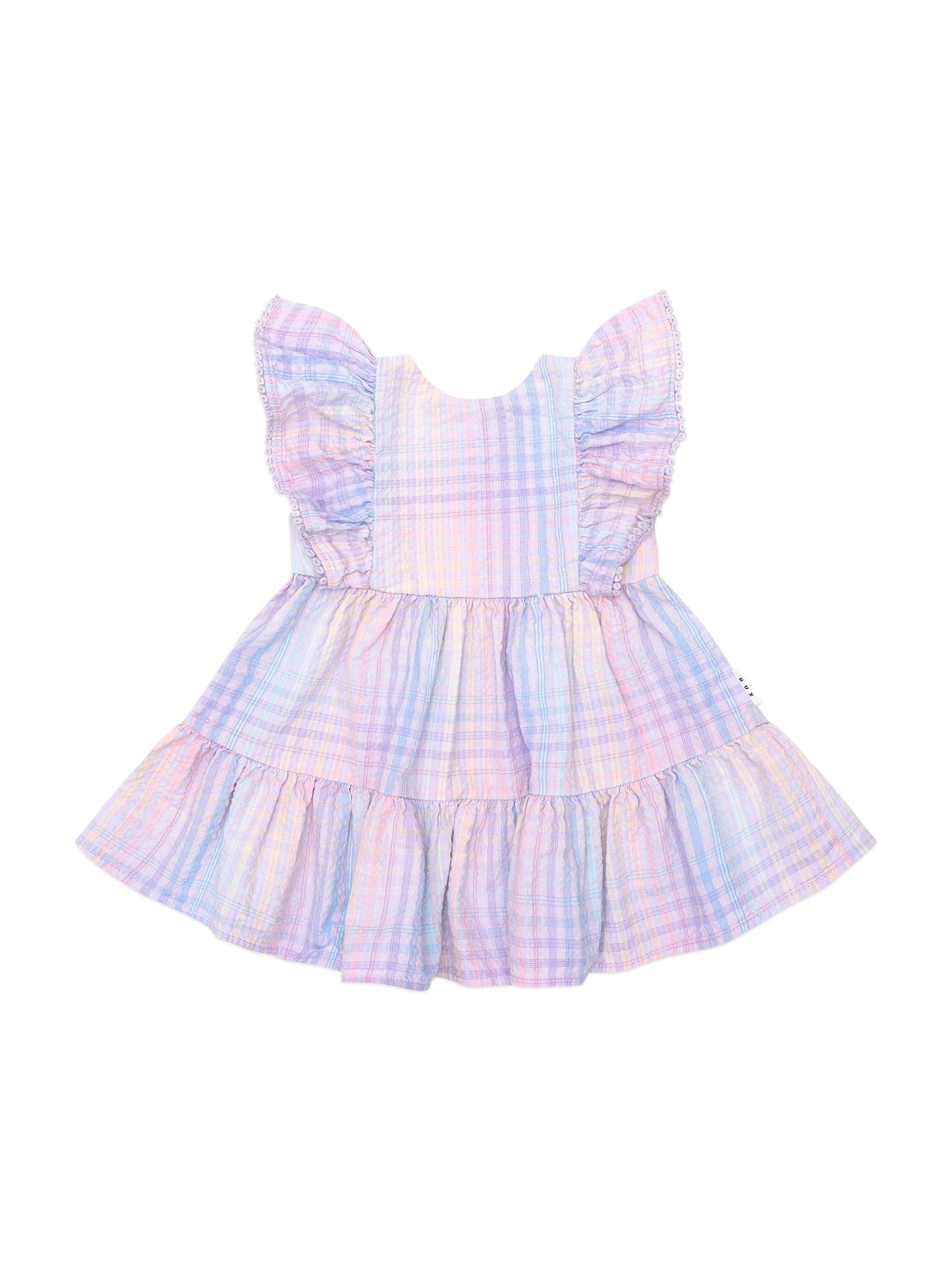 Hux Baby Rainbow Check Frill Dress