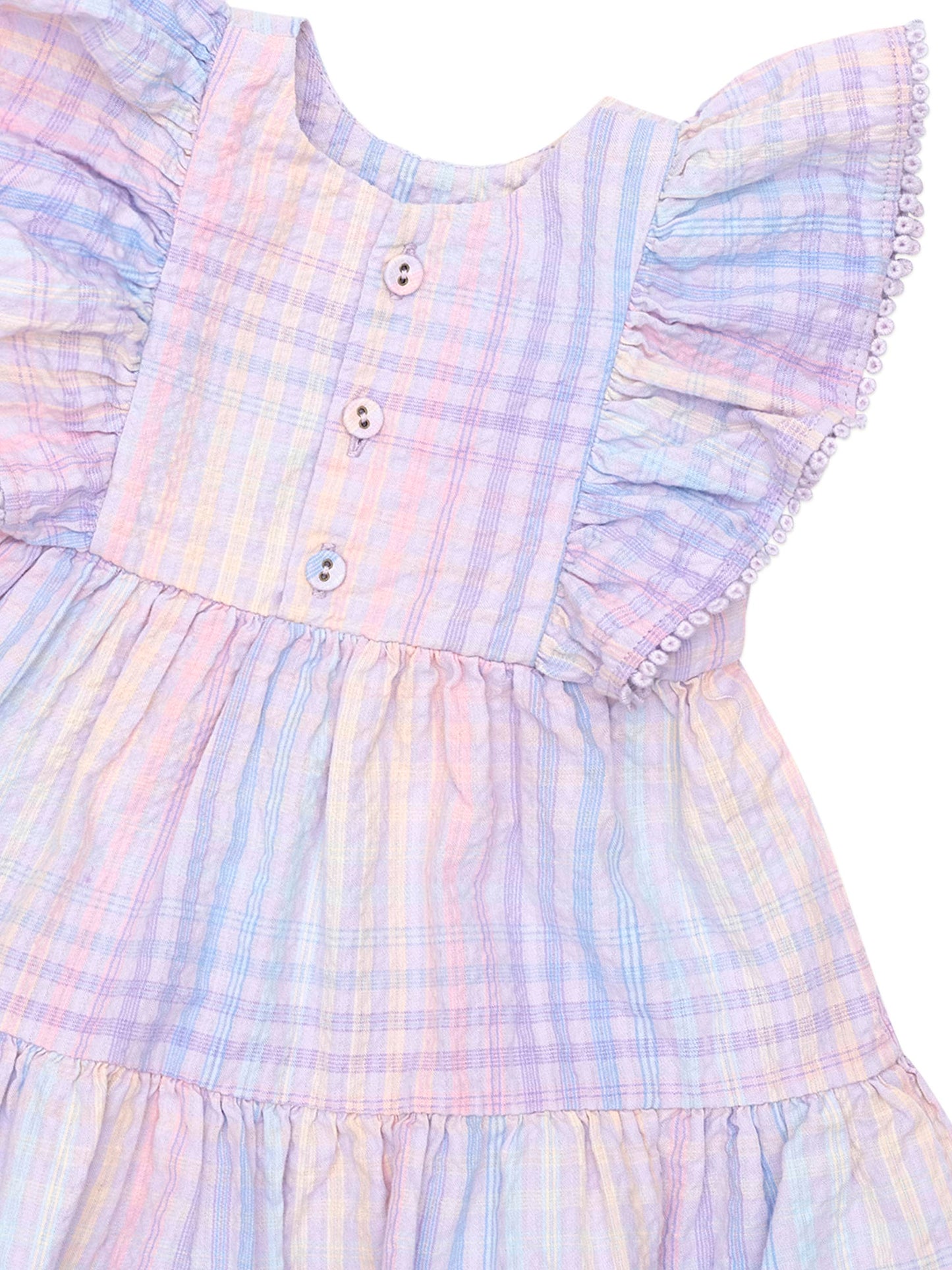 Hux Baby Rainbow Check Frill Dress