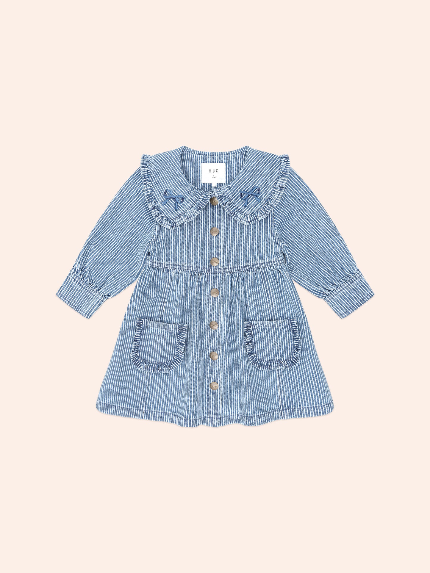 HUX Vintage Bow Collar Denim Dress