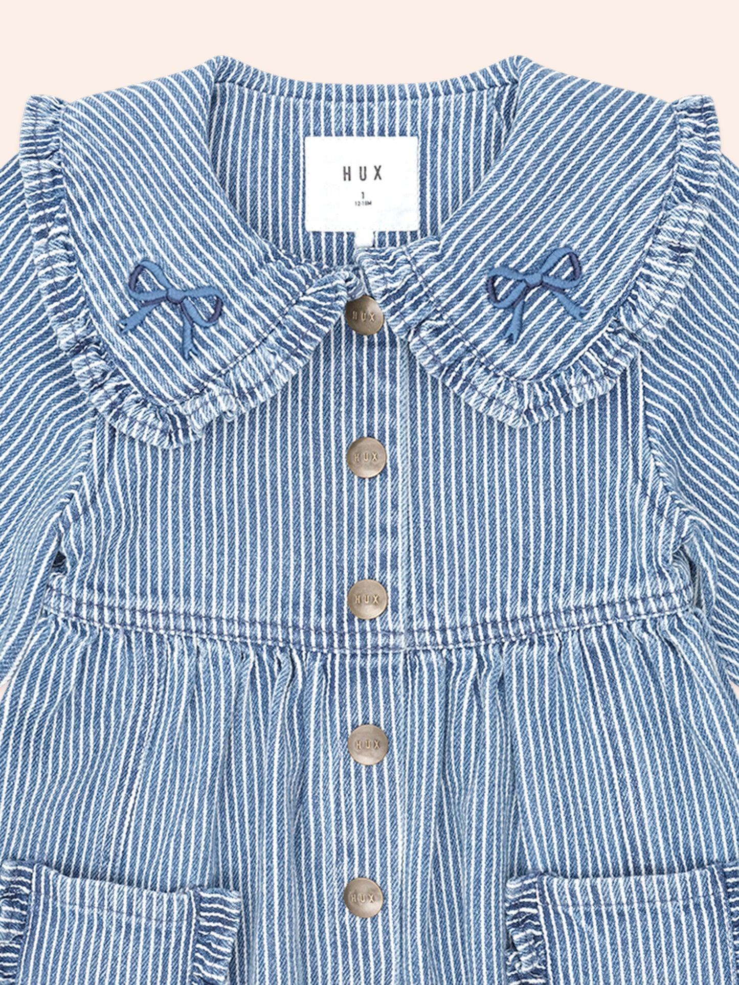 HUX Vintage Bow Collar Denim Dress