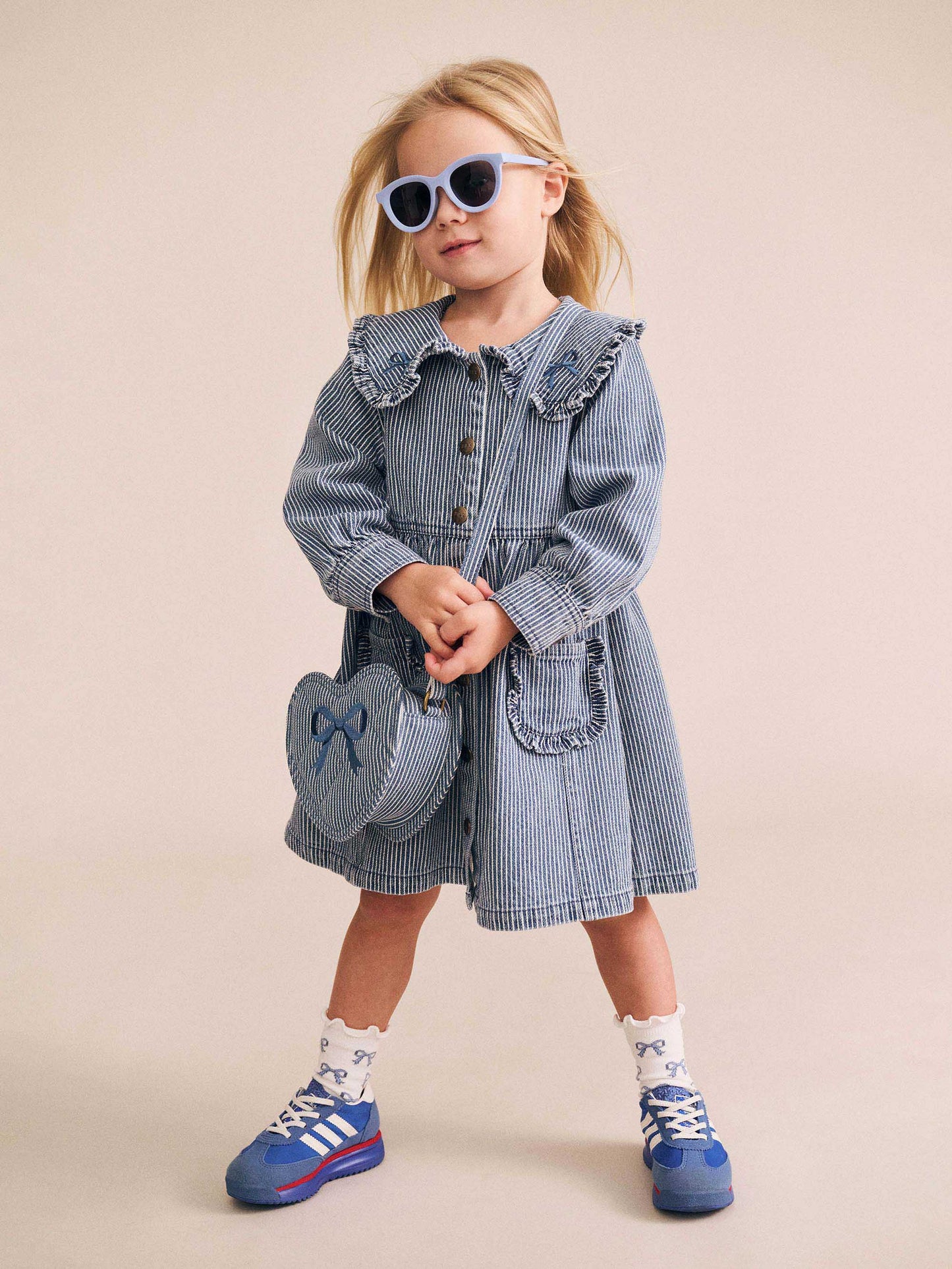 HUX Vintage Bow Collar Denim Dress