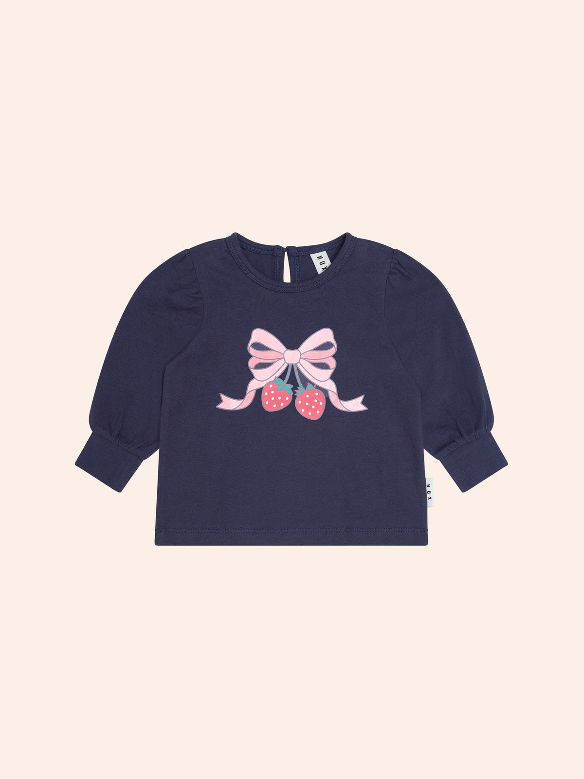 Hux Strawberry Bow Puff Sleeve Top