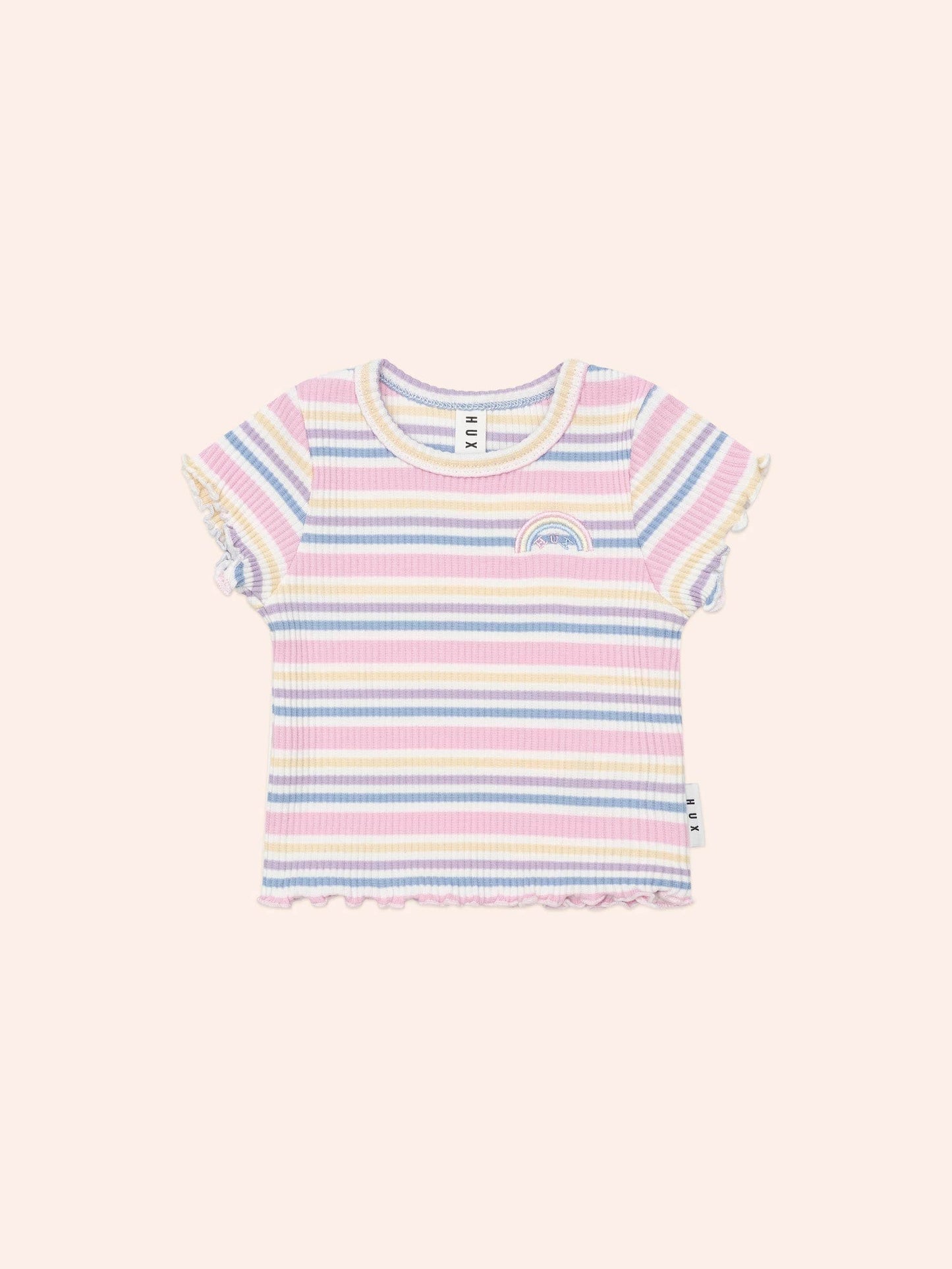 Hux Baby Rainbow Stripe Rib Tee