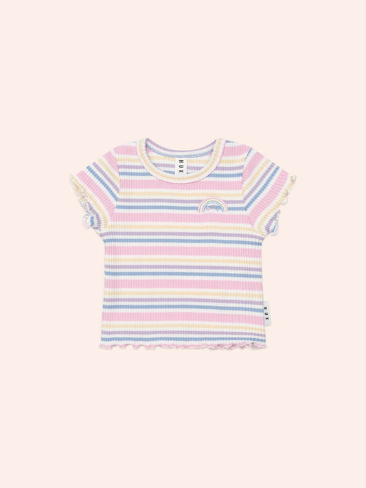 Hux Baby Rainbow Stripe Rib Tee