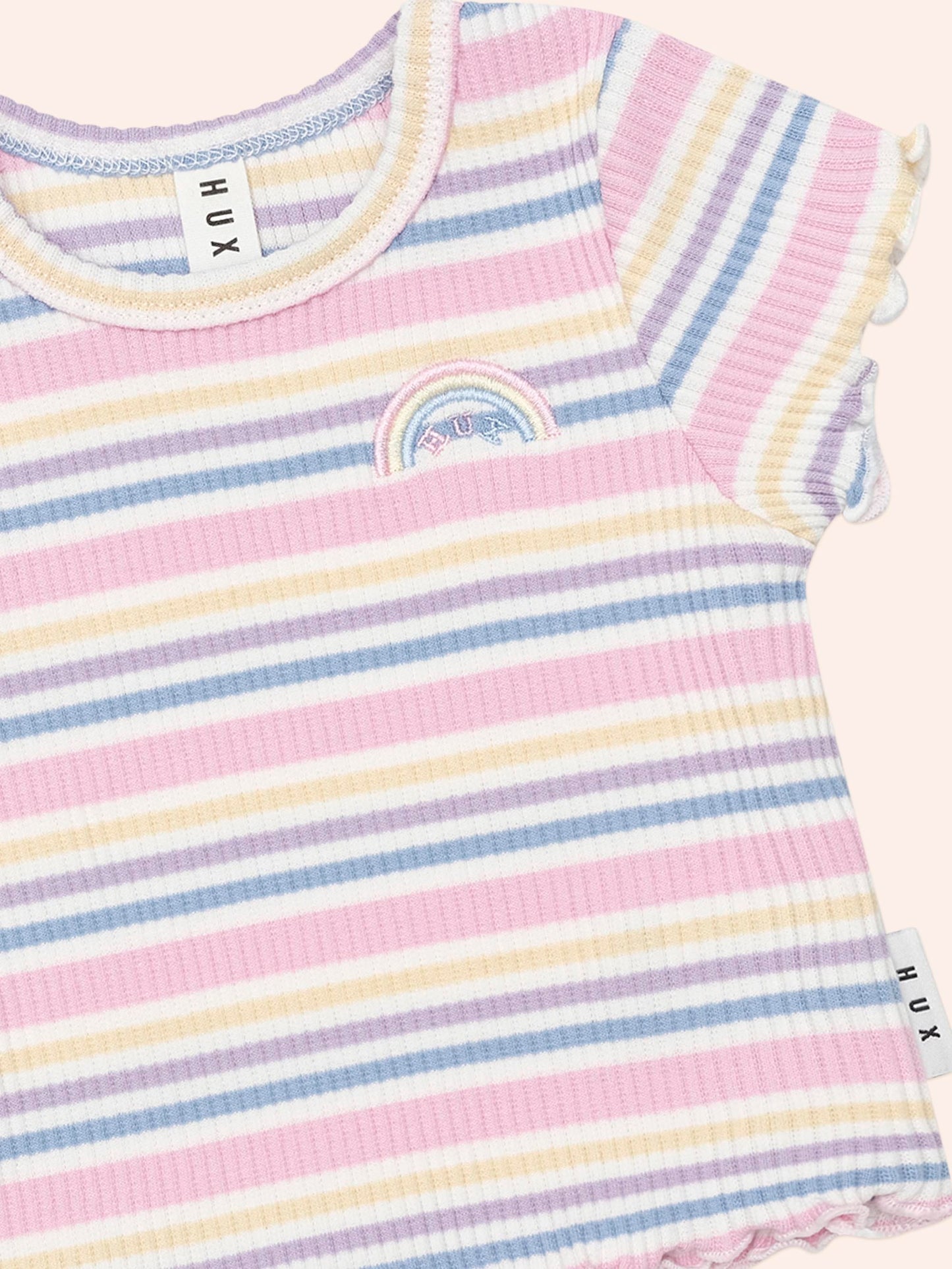 Hux Baby Rainbow Stripe Rib Tee