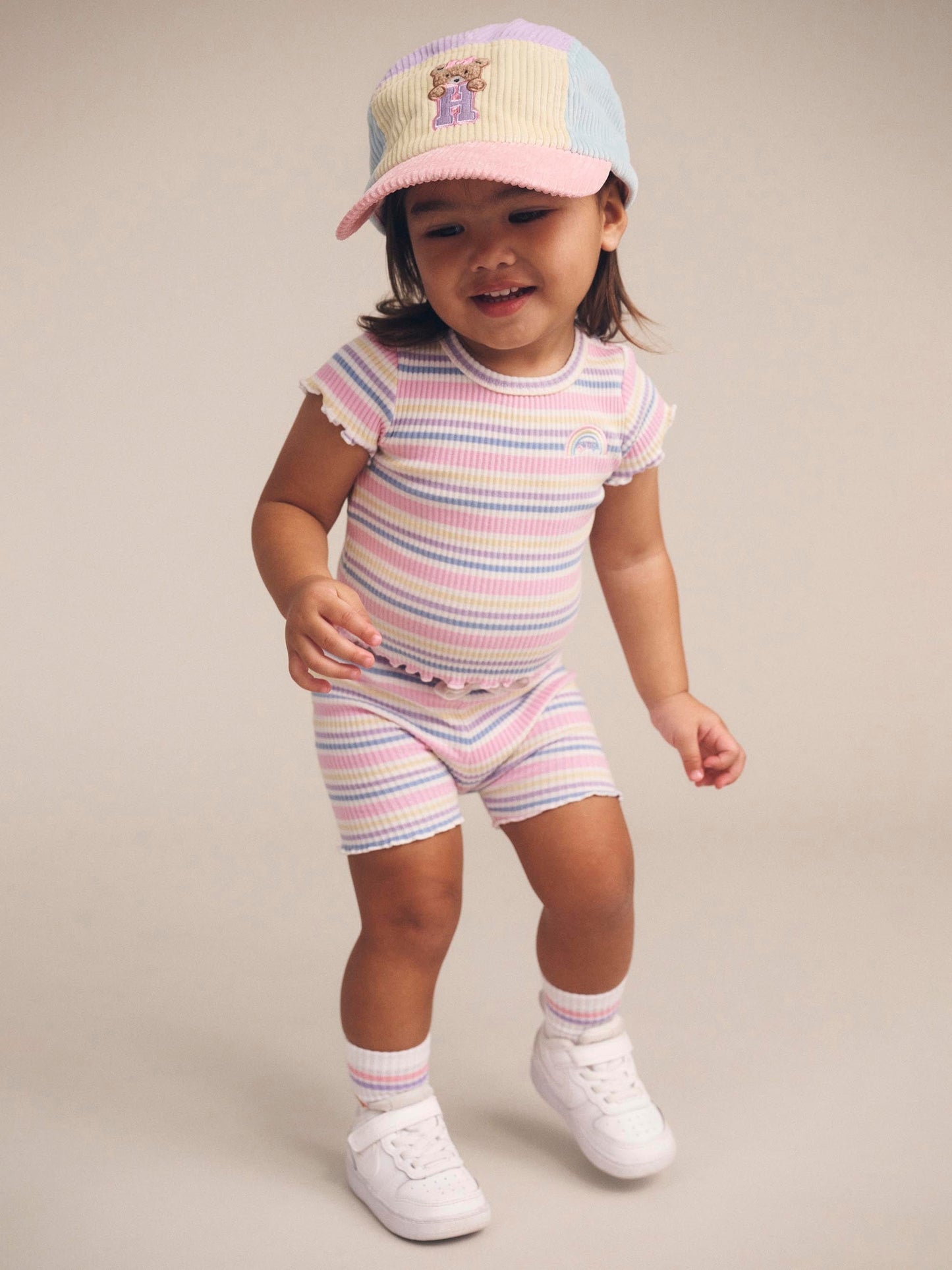 Hux Baby Rainbow Stripe Rib Tee