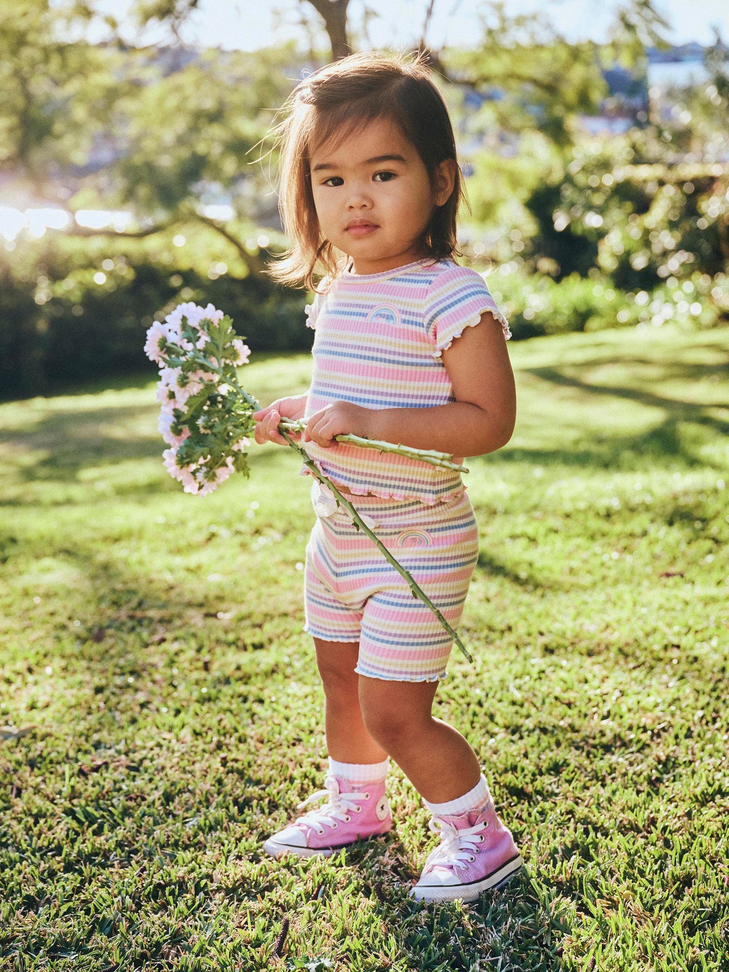 Hux Baby Rainbow Stripe Rib Tee