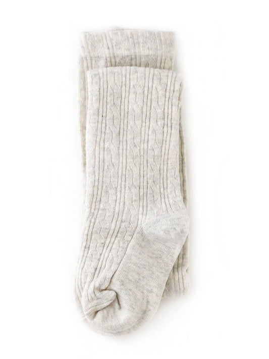 Little Stocking Co. Cable Knit Tights || Heathered Ivory