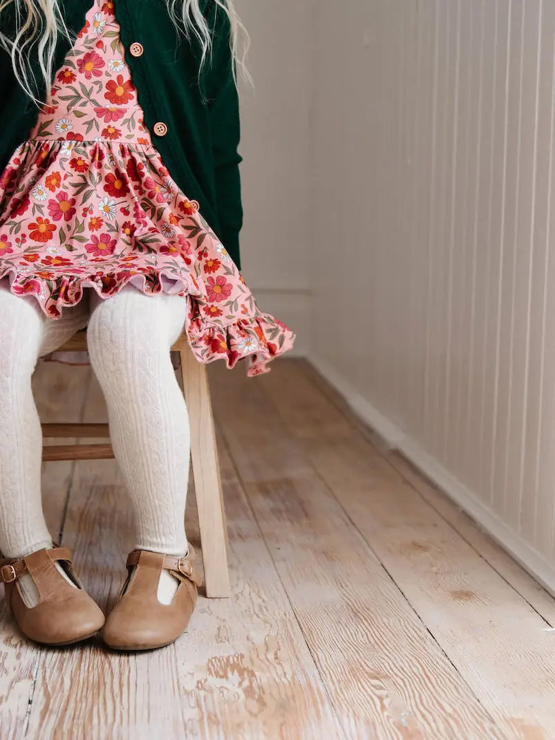 Little Stocking Co. Cable Knit Tights || Heathered Ivory