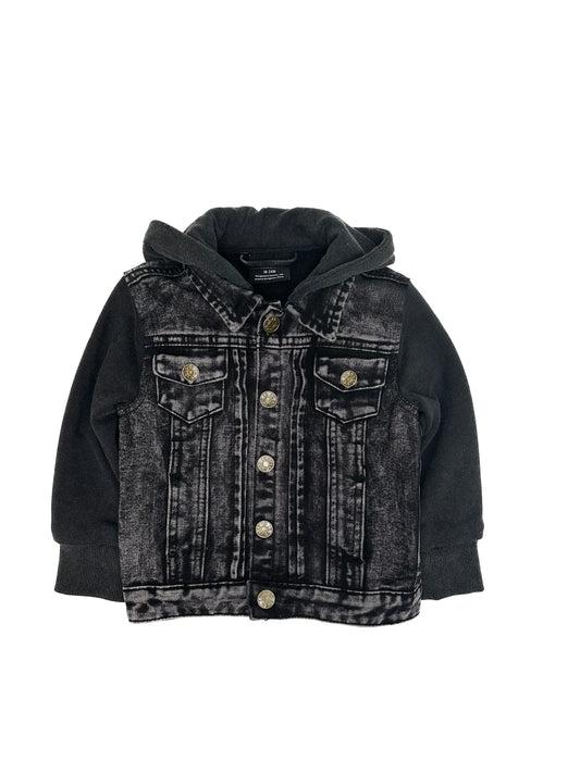Little Bipsy Washed Hooded Denim Jacket || Black