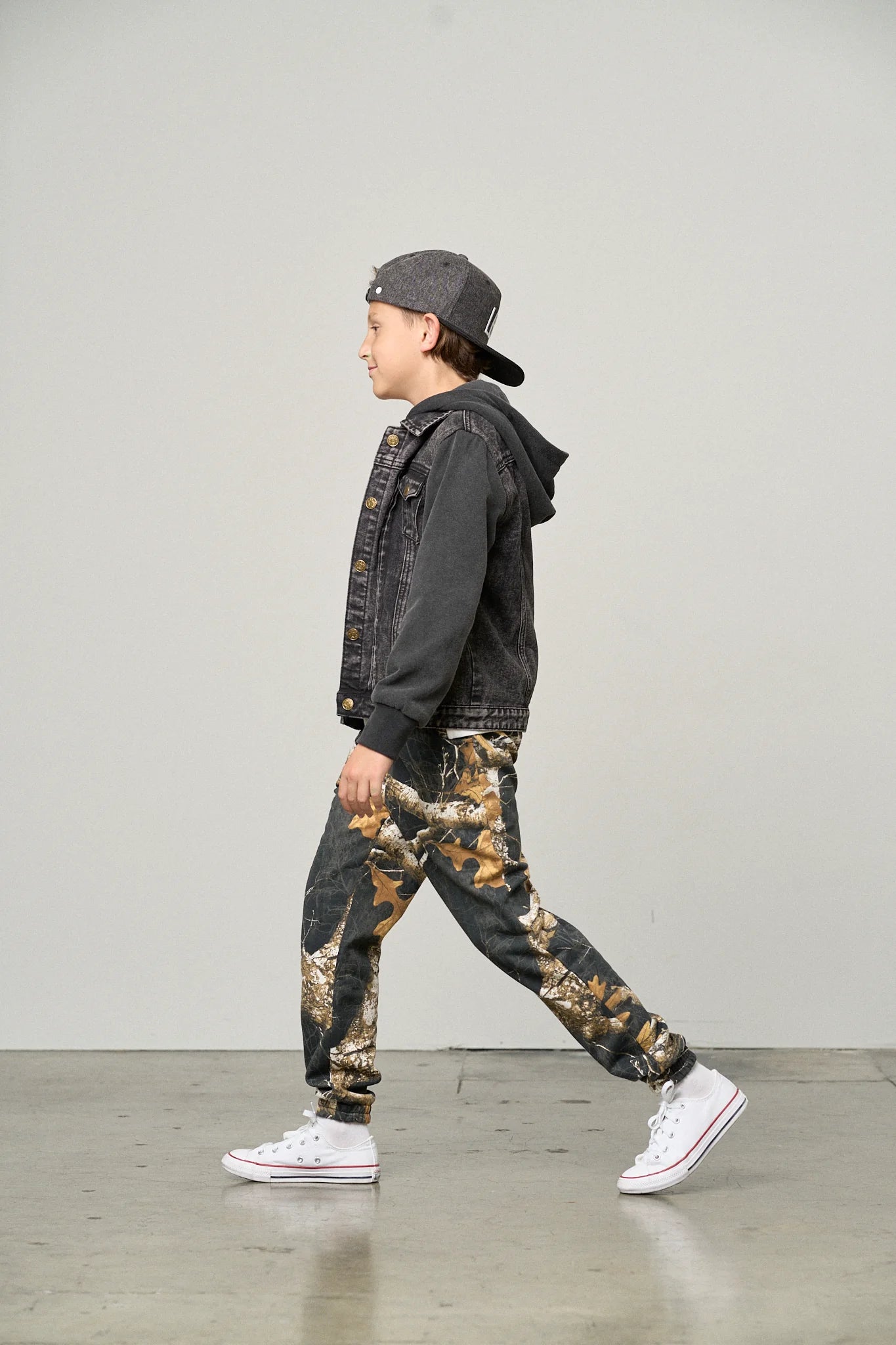Little Bipsy Washed Hooded Denim Jacket || Black