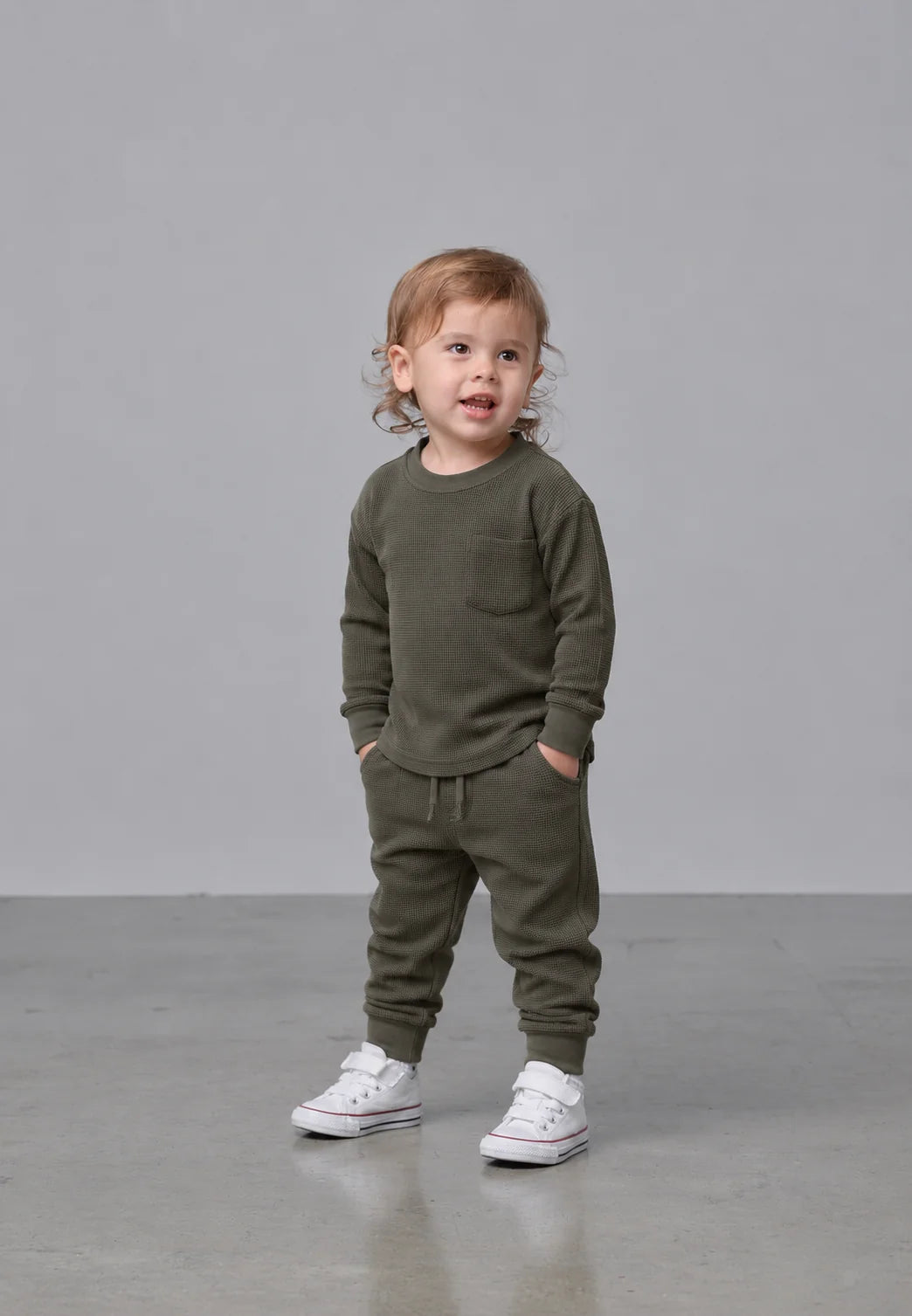 PRE-ORDER Little Bipsy Waffle Jogger || Green