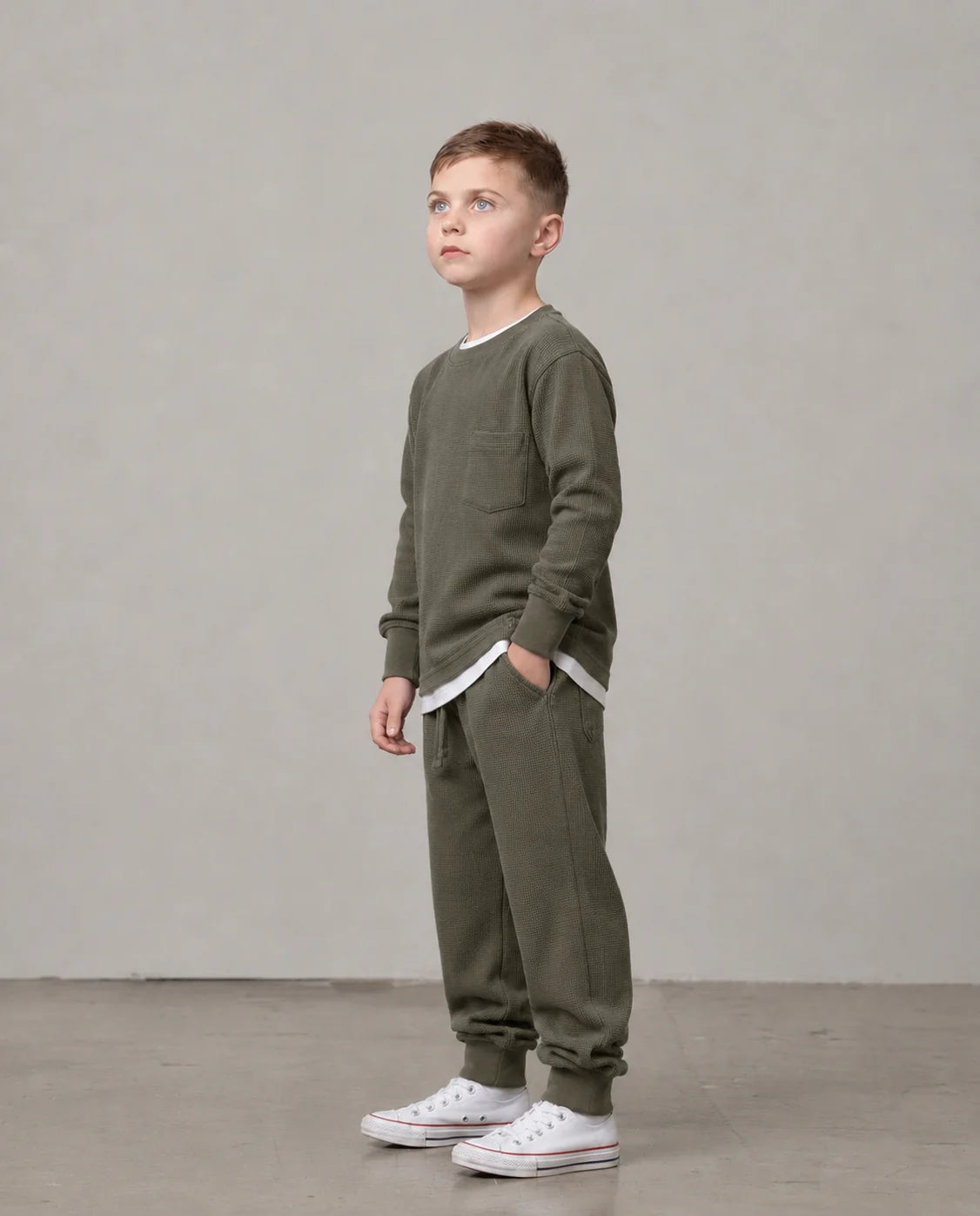 PRE-ORDER Little Bipsy Waffle Jogger || Green