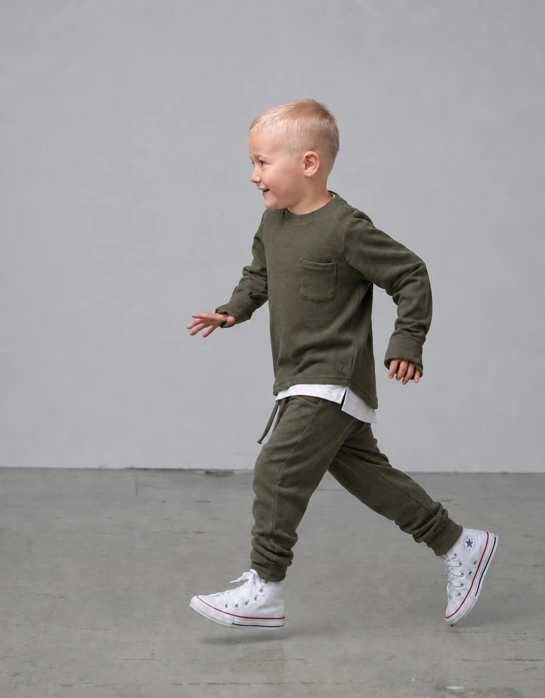 PRE-ORDER Little Bipsy Waffle Jogger || Green