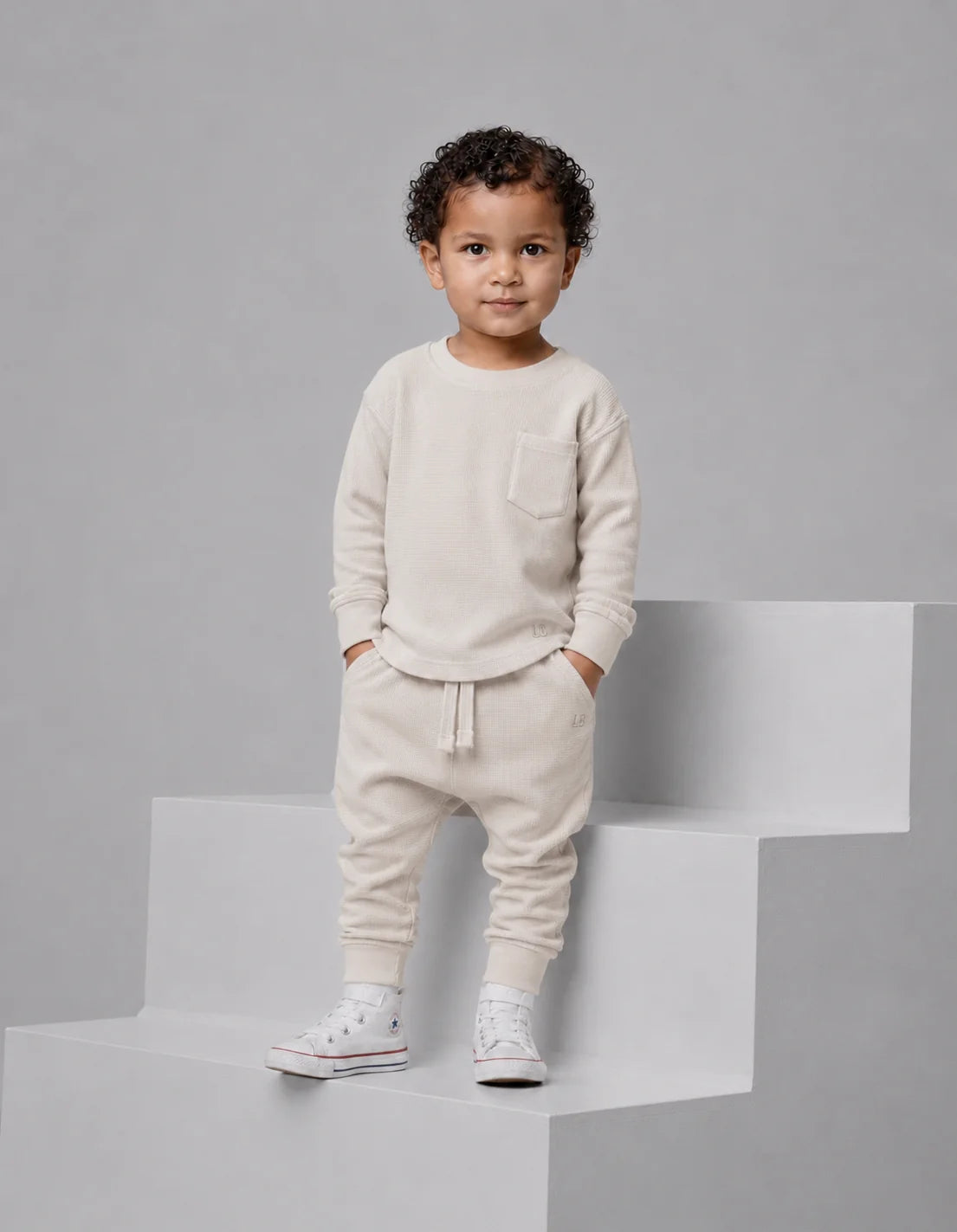 PRE-ORDER Little Bipsy Waffle Top || Cream