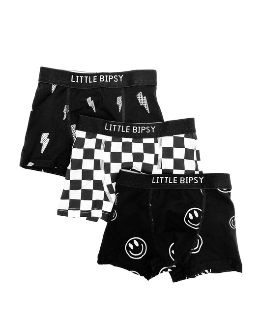 PRE-ORDER Little Bipsy Boxer Brief 3-Pack || Smiley, Checkered, Lightning Bolt