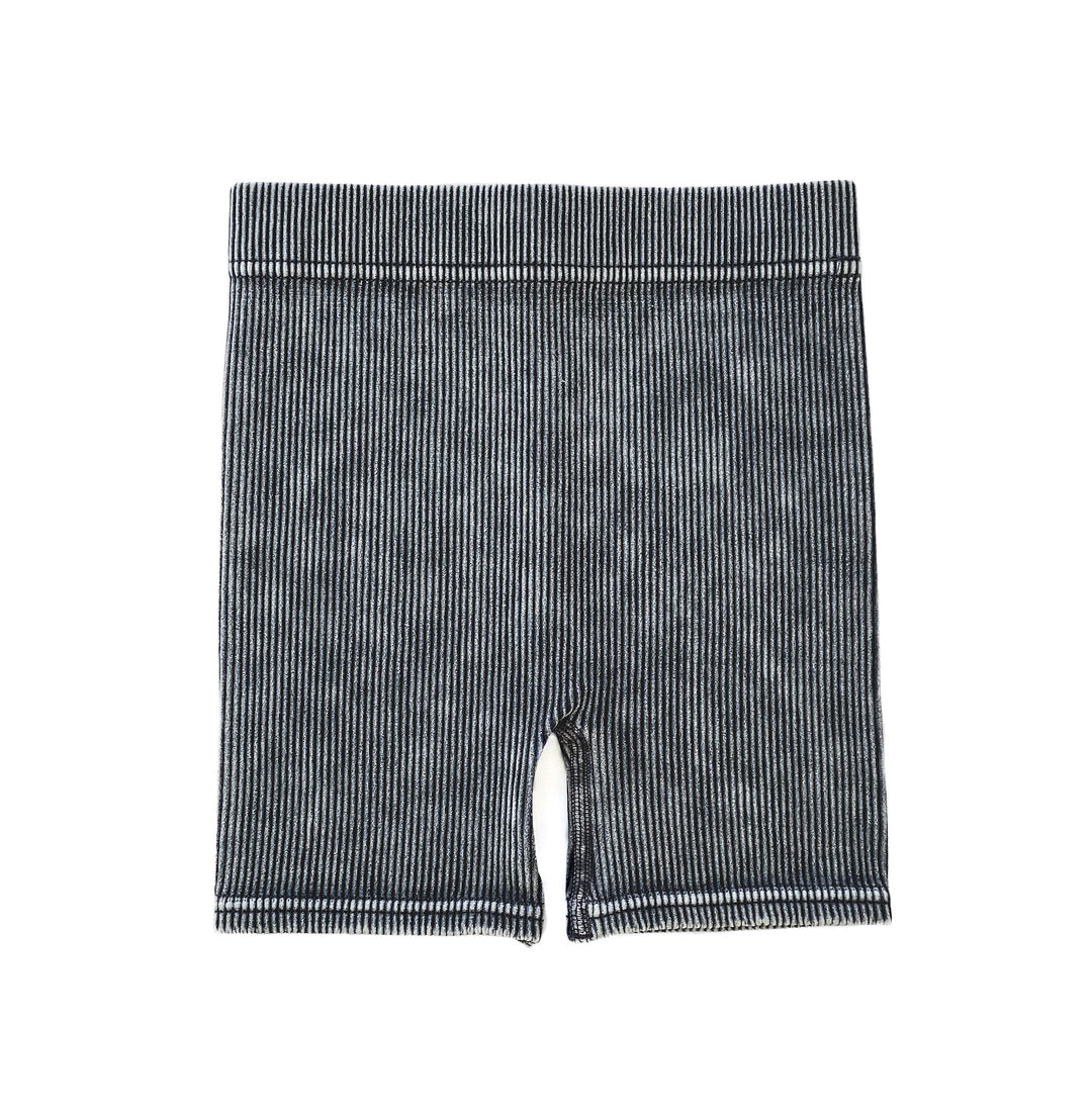 Lenox James Acid Wash Biker Shorts || Charcoal