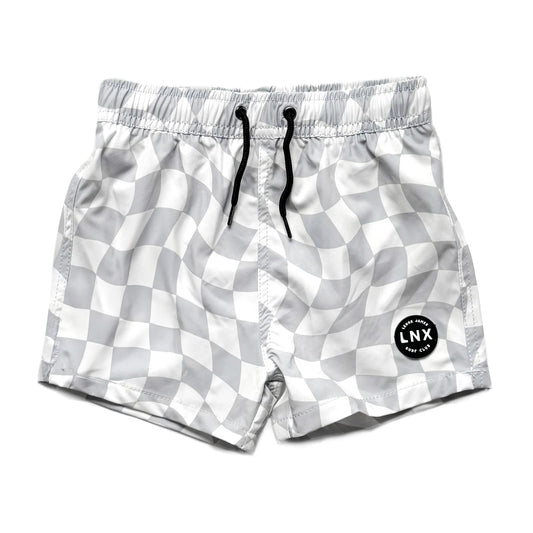 Lenox James Swim Trunks || Wavy Checks Grey
