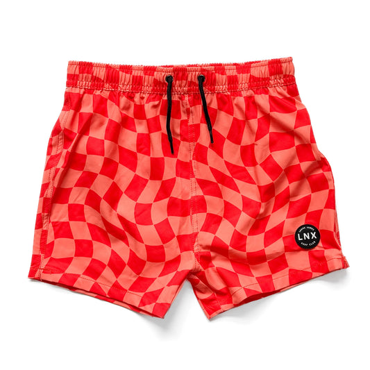 Lenox James Swim Trunks || Wavy Checks Orange