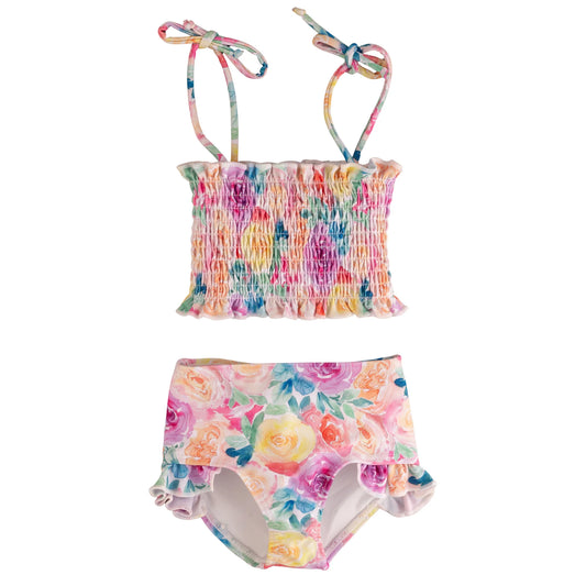 Current Tyed Girls High Waist Smocked Bikini || The Isabella