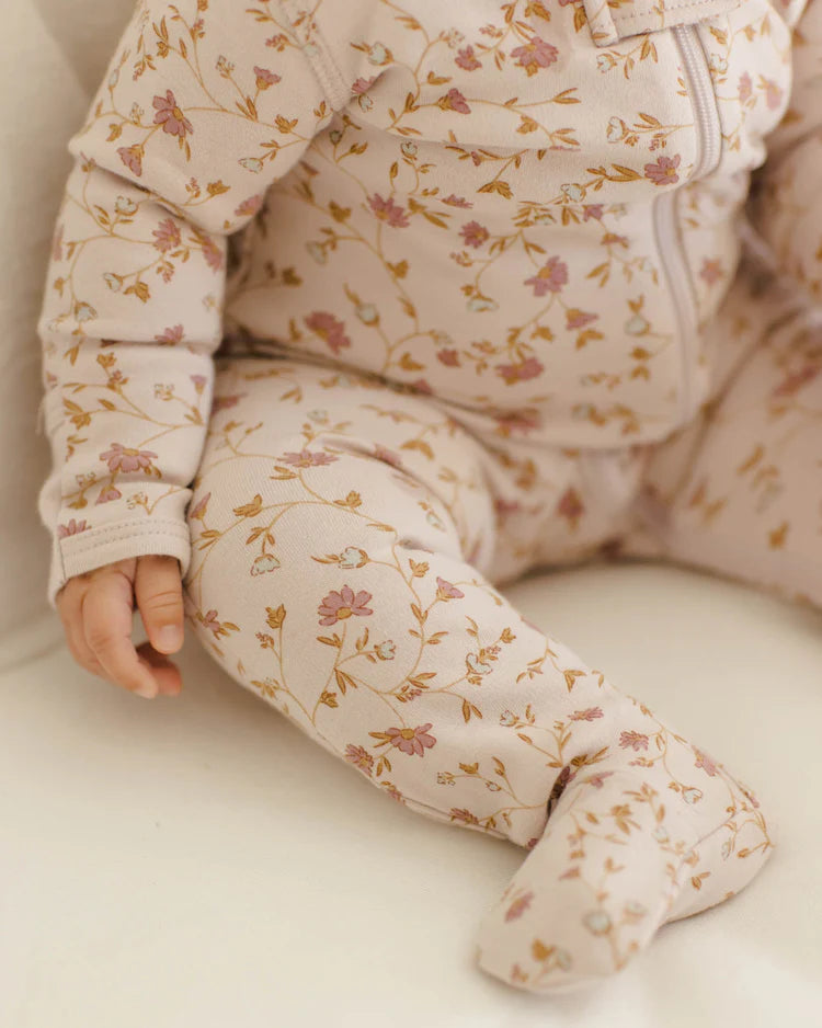 Quincy Mae Zip Long Sleeve Zipper Footie || Garden