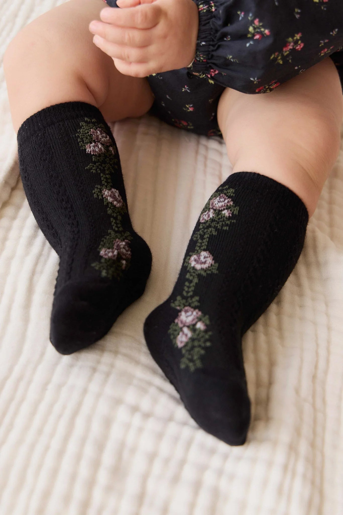 Jamie Kay Tasha Floral Jacquard Sock || Black Beauty