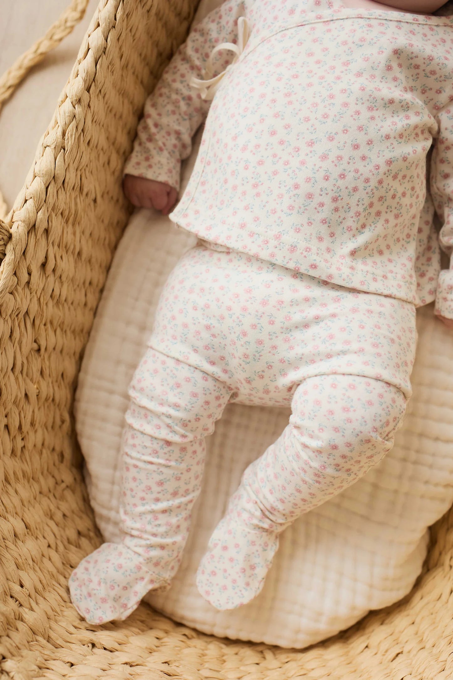 Jamie Kay Organic Cotton Footed Pant || Posy Garden Pink