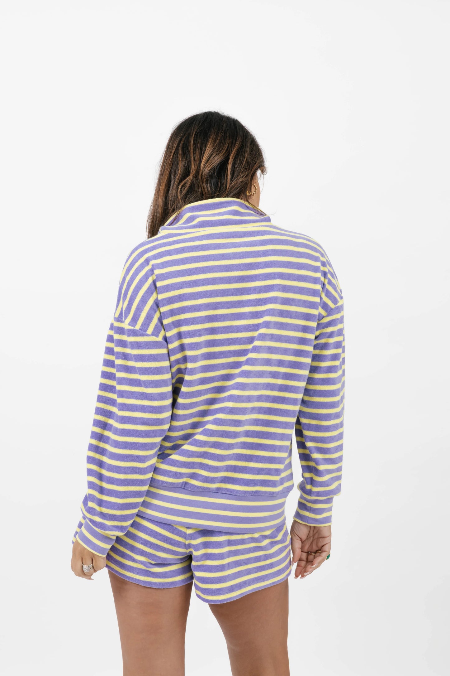 Smash + Tess Kaitlyn Terry 1/4 Zip || Lilac/Sunshine Stripe
