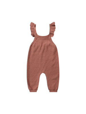 Pointelle knit overalls || Berry