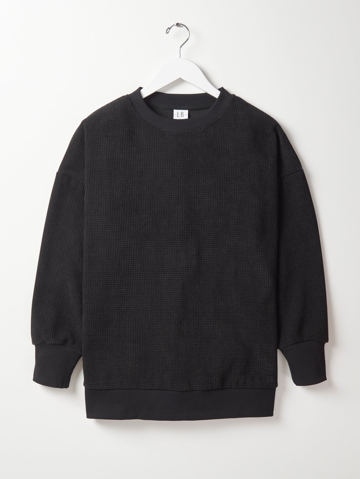 Little Bipsy Adult Elevated Waffle Crewneck || Black