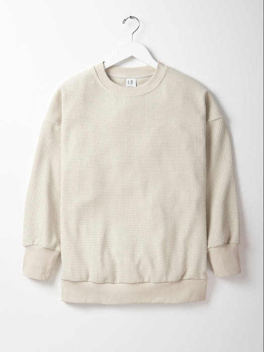 Little Bipsy Adult Elevated Waffle Crewneck || Greige