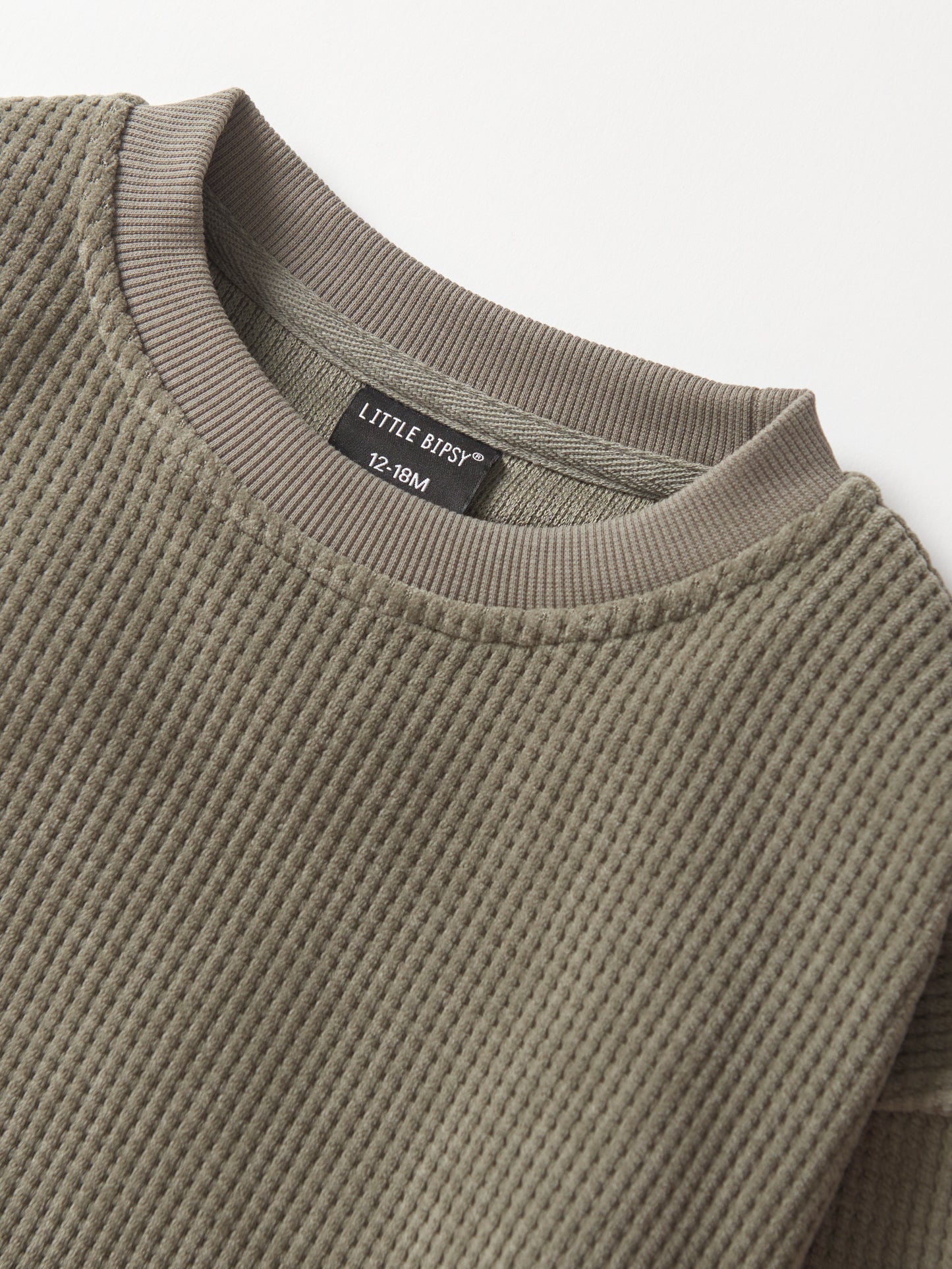 Little Bipsy Elevated Waffle Crewneck || Army Green