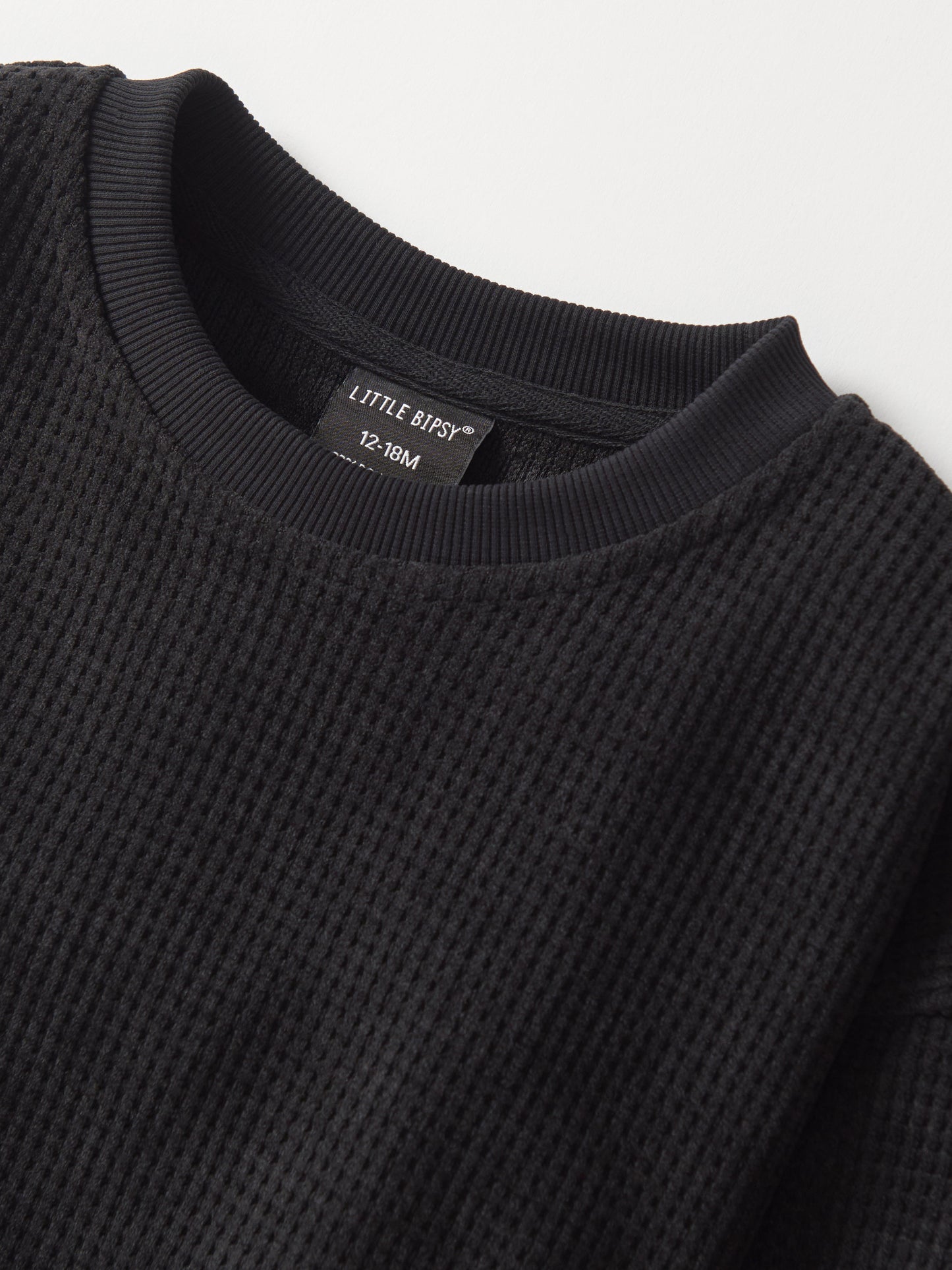 Little Bipsy Elevated Waffle Crewneck || Black