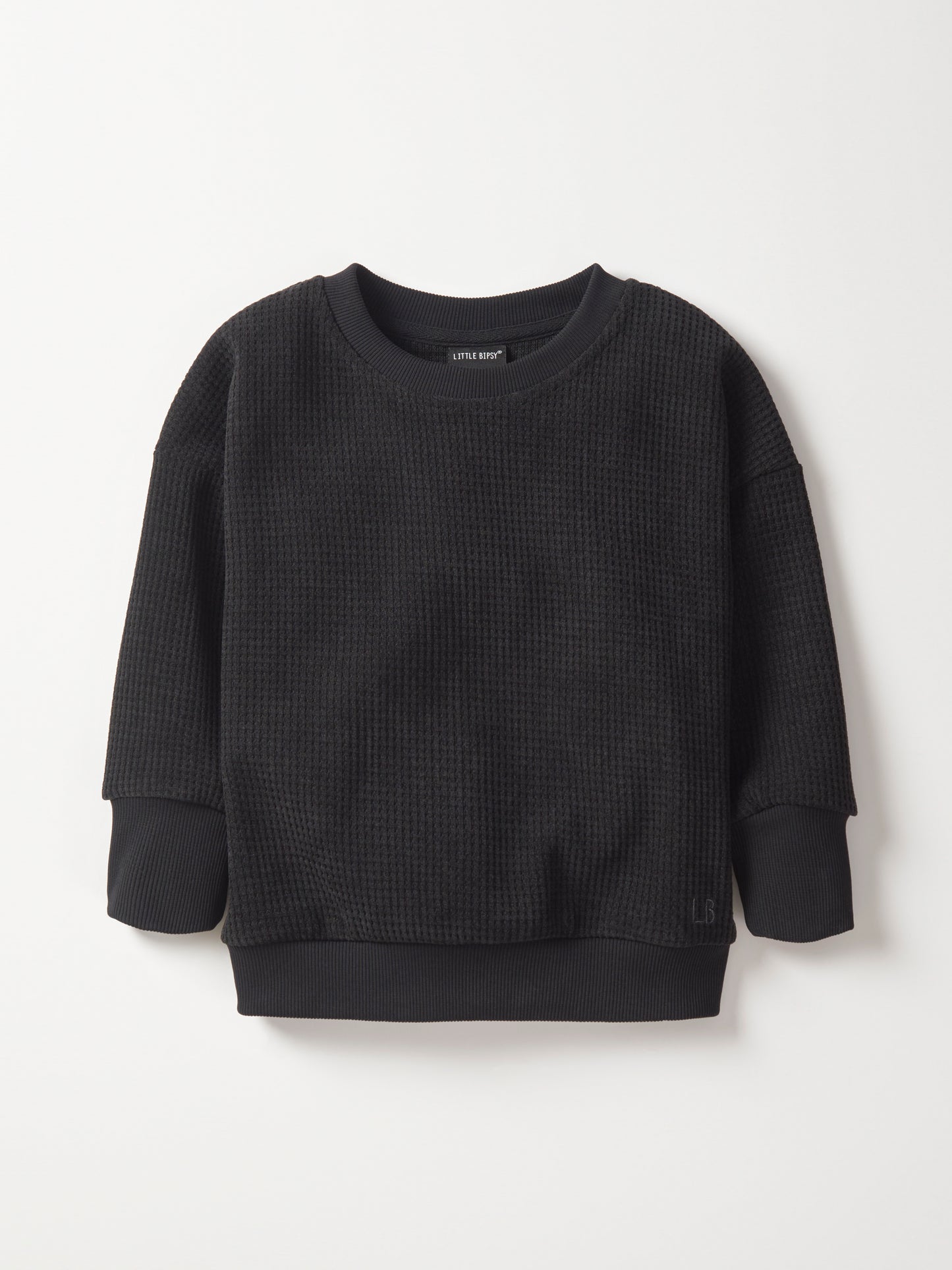 Little Bipsy Elevated Waffle Crewneck || Black