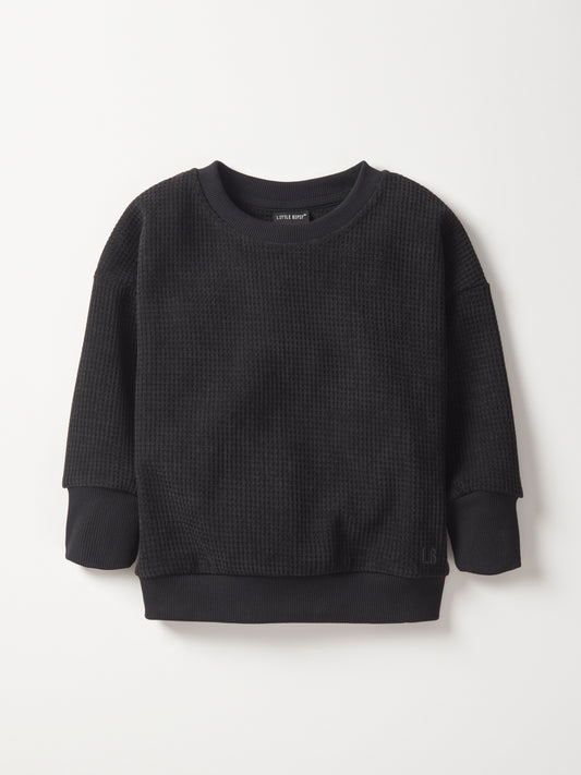 Little Bipsy Elevated Waffle Crewneck || Black