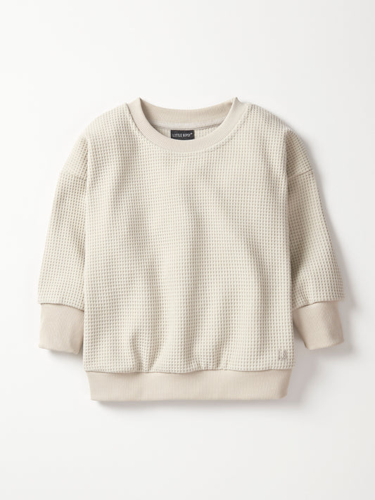 Little Bipsy Elevated Waffle Crewneck || Greige