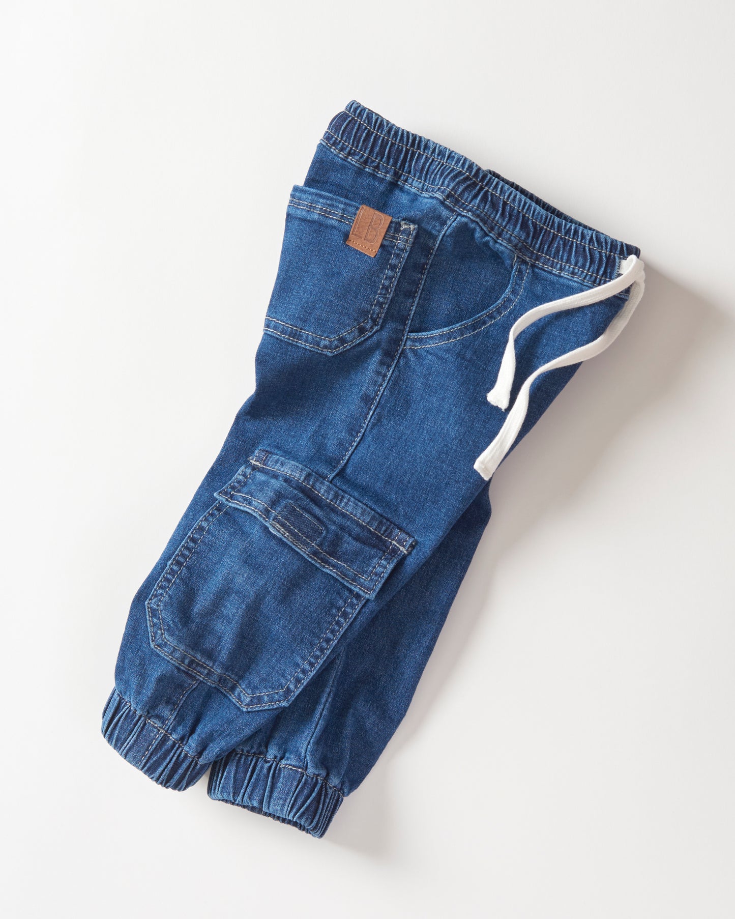 Little Bipsy Cargo Denim Jogger || Classic Denim Wash